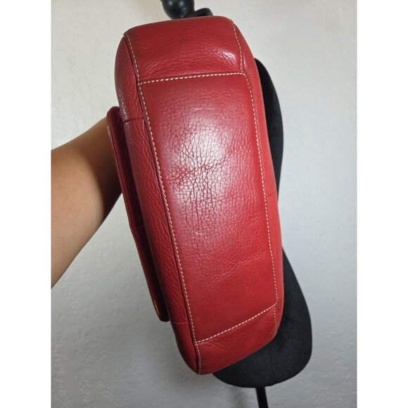 Vtg Fossil Pebbled Leather Burgundy Boho Handbag #75082 with Brass Key - Picture 4 of 10